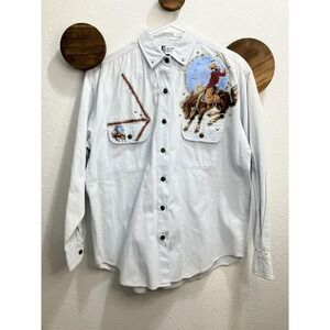 VTG Klassie Lassie Western Cowboy Horse Glitter Puff Paint Shirt Size Medium